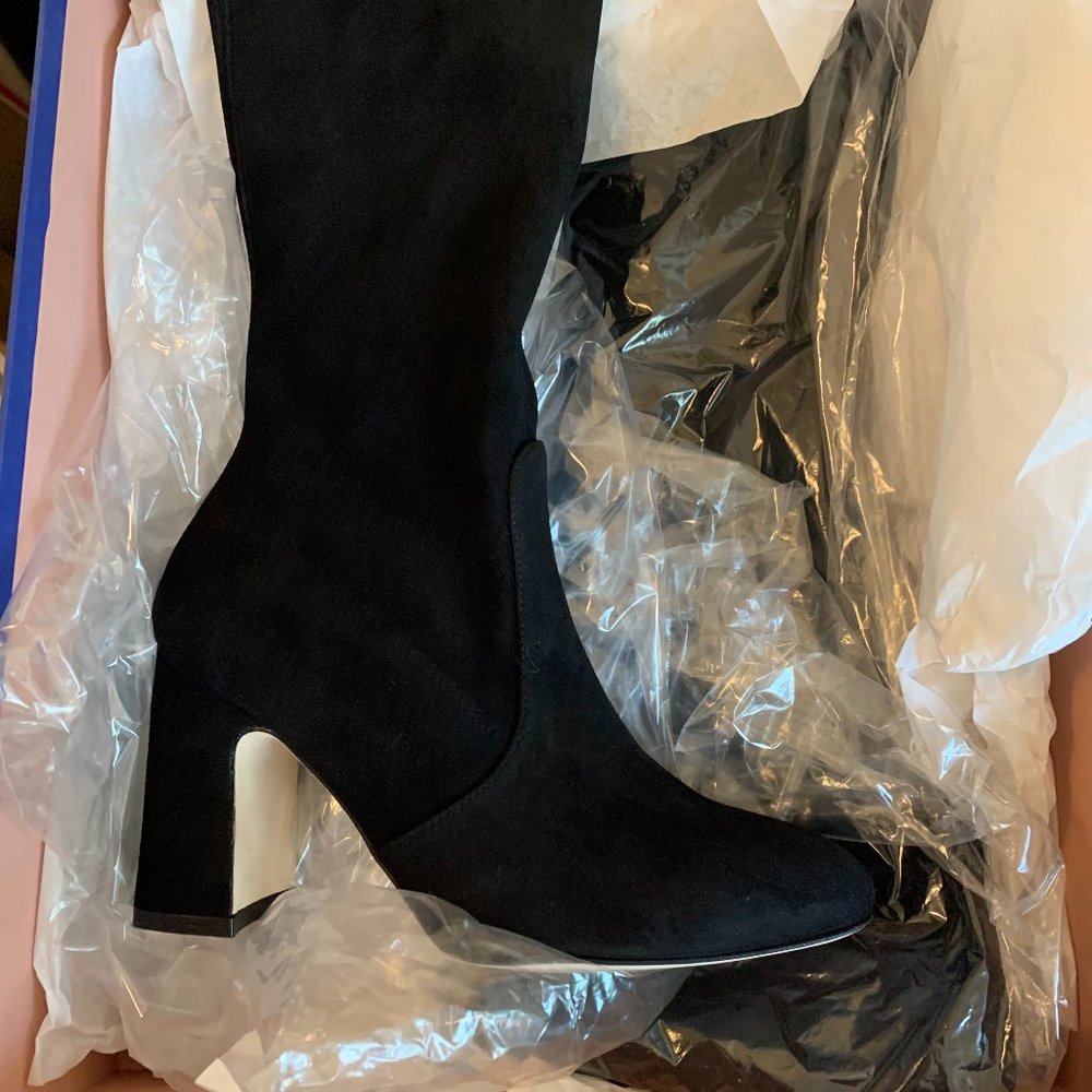 Stuart Weitzman Milla 60 Black Suede Boots 5.5